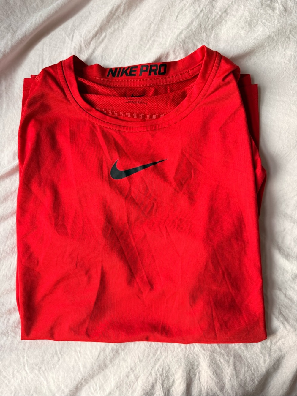 Nike Red Short Sleeve Dri-FIT Tee with Black Swoosh